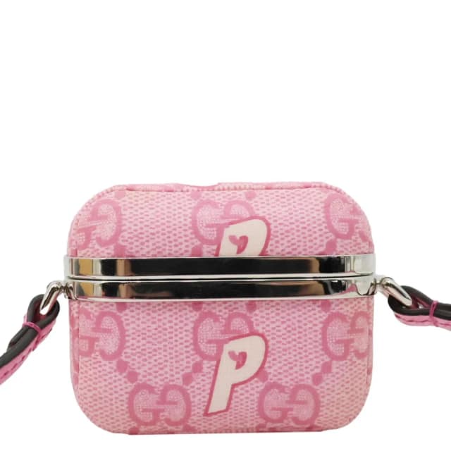 Gucci x Palace GG Supreme Canvas Airpod Case Pink in Pink Canvas from Dallas Designer Handbags, photo 1 of 1