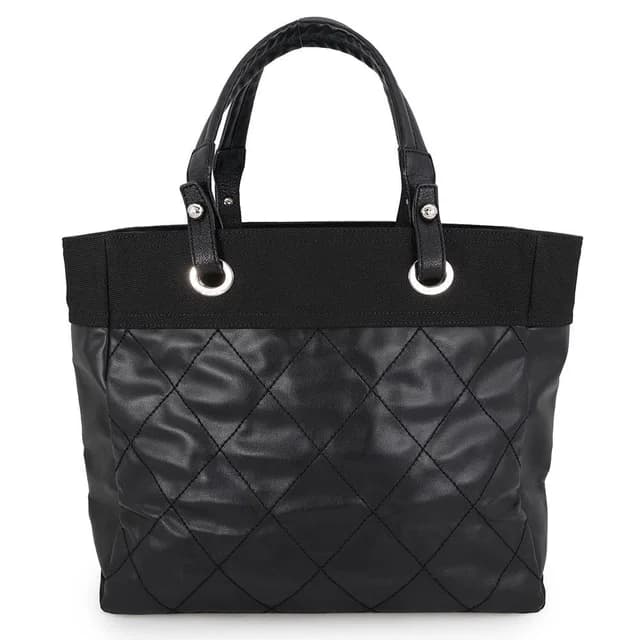 Chanel Tote Bag Quilted Paris Biarritz MM Medium Leather Canvas Black in Black Canvas from The Reluxe, photo 1 of 1