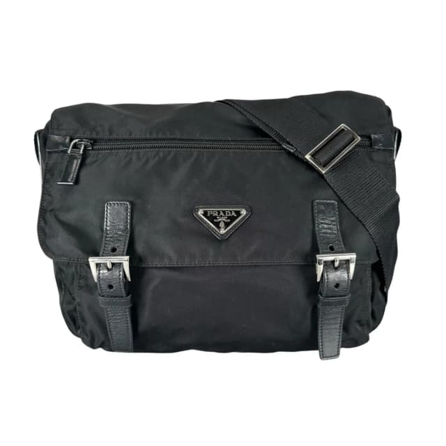 Prada Triangle Logo Messenger Bag Nylon Black in Black Nylon from The Reluxe, photo 1 of 1