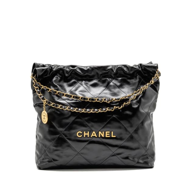 Chanel Medium 22 Bag Shiny Calfskin Black GHW (Microchip) in Black Calfskin from EMIER, photo 1 of 1