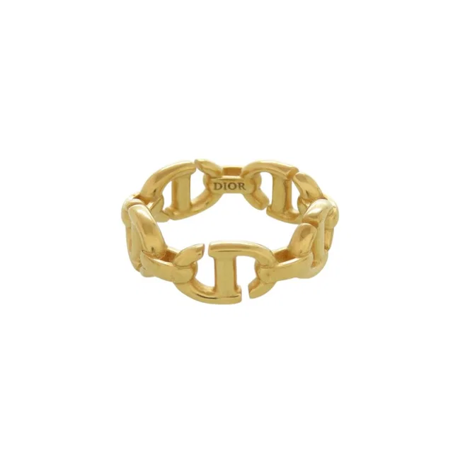 Dior CD Navy Logo Ring Metal Gold in Navy from The Reluxe, photo 1 of 1