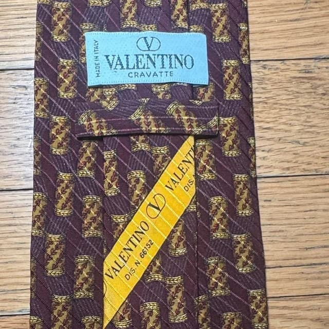Valentino Garavani Vintage Burgundy And Gold Men's Silk Tie Made In Italy in red|brown|gold Silk from Poshmark, photo 1 of 1