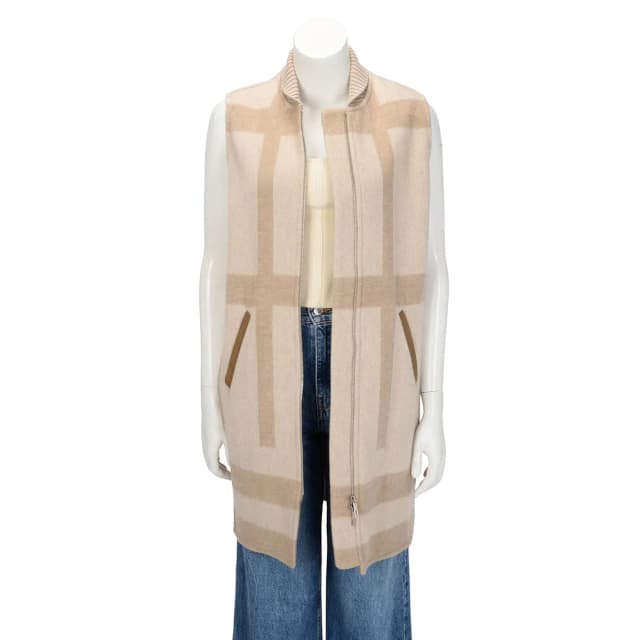 Hermès Sleeveless Zip Jacket FR 36 in Beige Cashmere from Blue Spinach, photo 1 of 1