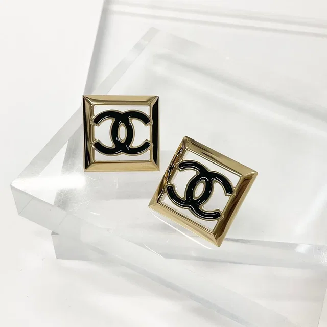Chanel CC Logo Square Earrings Gold in Gold from The Reluxe, photo 1 of 1