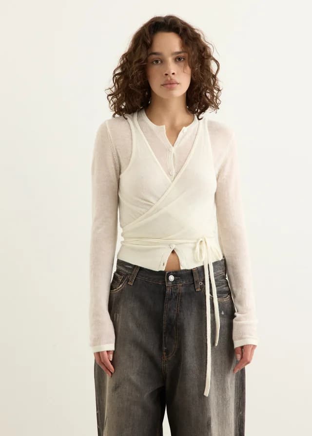 Incu Collection Pas De Deux Wrap Cardigan in MILK, image 1 of 1 from Incu