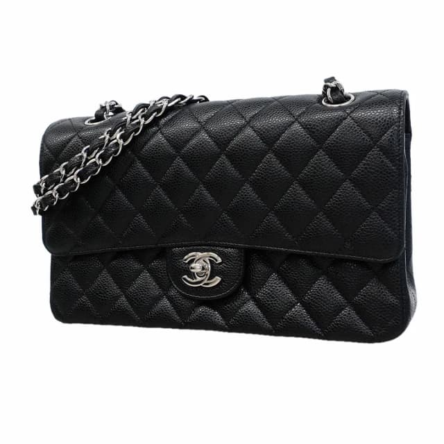 Chanel Shoulder Bag Quilted Caviar Leather Black Silver in Black Caviar leather from The Reluxe, photo 1 of 1