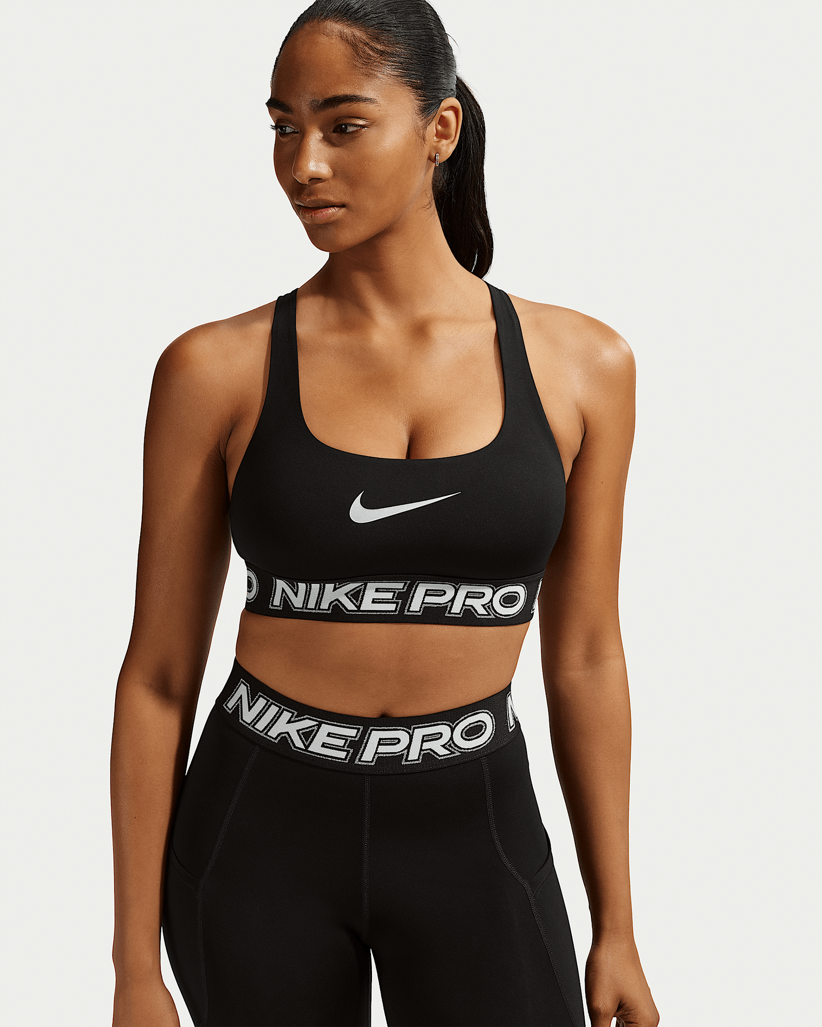 Nike Pro in Black/White/Metallic Silver, image 1 of 1 from Nike