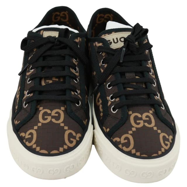 Gucci Tennis 1977 GG Monogram Canvas Low Sneakers Size 8.5 Brown in Brown Coated canvas from Dallas Designer Handbags, photo 1 of 1
