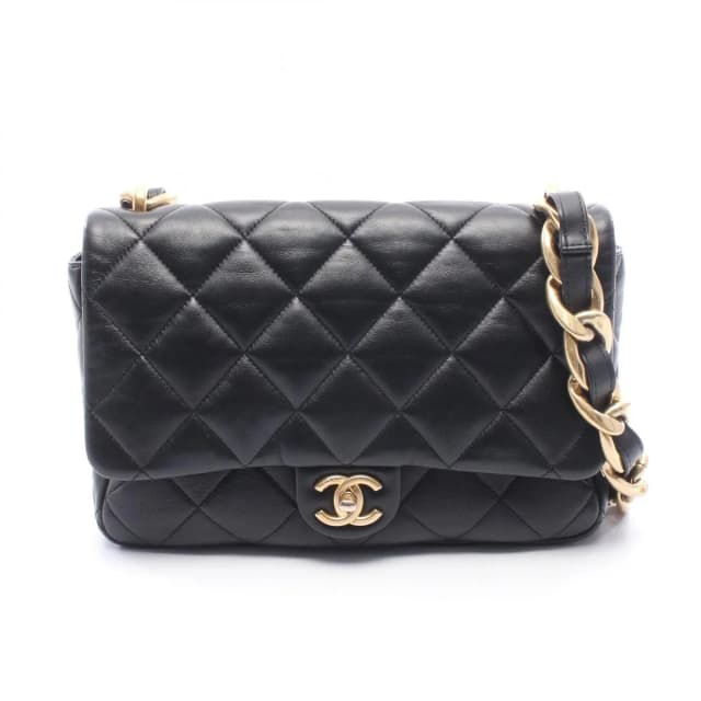 Chanel Shoulder Bag Quilted Black Lambskin Chain in Black Lambskin from The Reluxe, photo 1 of 1