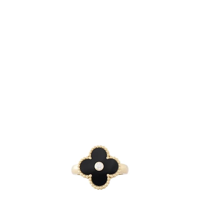 Van Cleef & Arpels Vintage Alhambra Diamond Onyx 18k Yellow Gold Ring in Yellow from Luxe.It.Fwd, photo 1 of 1