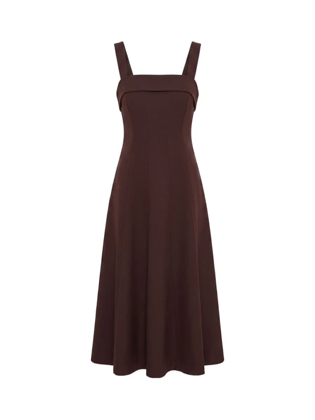 Forever New Harriet Low Back Bow Midi Dress - Deep Plum in Deep Plum, image 1 of 1 from Fenwick