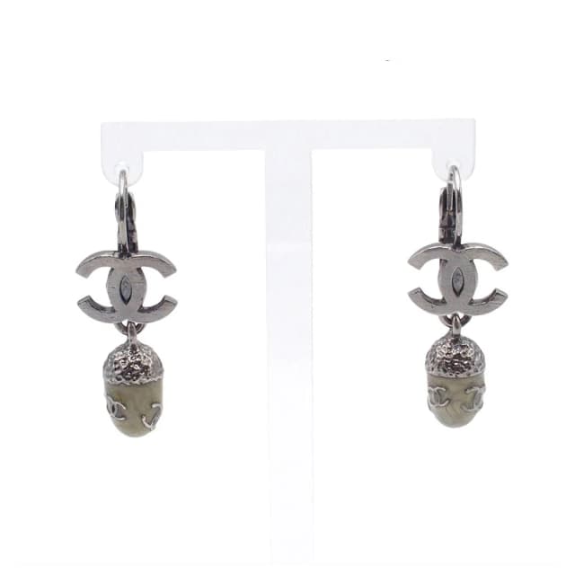 Chanel 05A Earrings Gunmetal Metal CC Logo Acorn Costume 05 from The Reluxe, photo 1 of 1