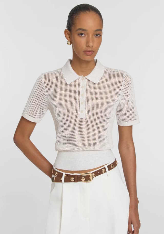 VIKTORIA & WOODS Dandelion Polo in IVORY MARLE, image 1 of 1 from Viktoria & Woods