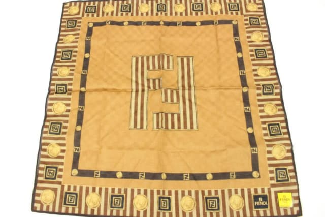 Fendi Brown x Black x Gold FF Zucca Logo Scarf in Black Canvas from Bagriculture, photo 1 of 1