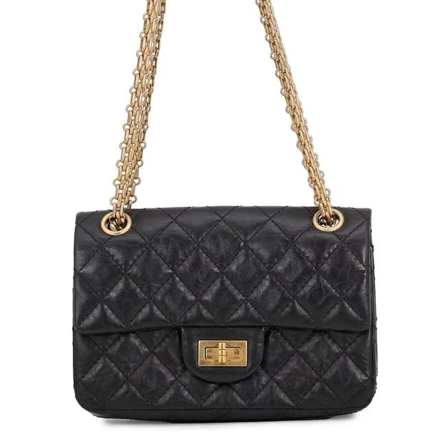 Chanel Chain Shoulder Bag Quilted 2.55 Mini Aged Calf Leather Black in Black Calfskin from The Reluxe, photo 1 of 1