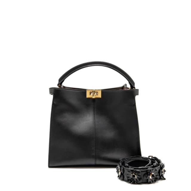 Fendi Peekaboo X-Lite Medium Calfskin Black GHW with Flowerland Strap in Black Calfskin from EMIER, photo 1 of 1
