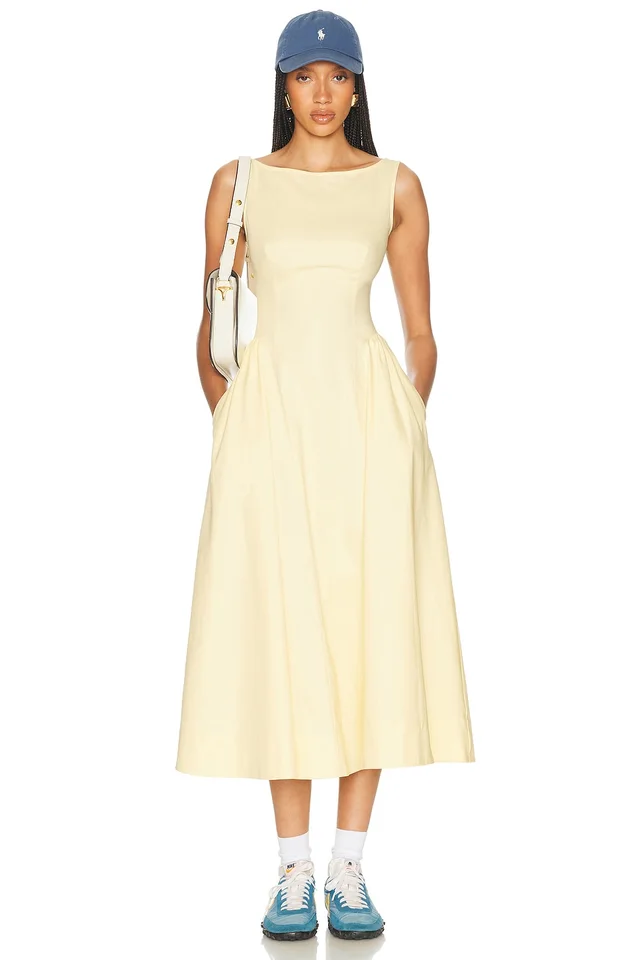 Helsa Stretch Cotton Sateen Midi Dress, image 1 of 1 from FWRD