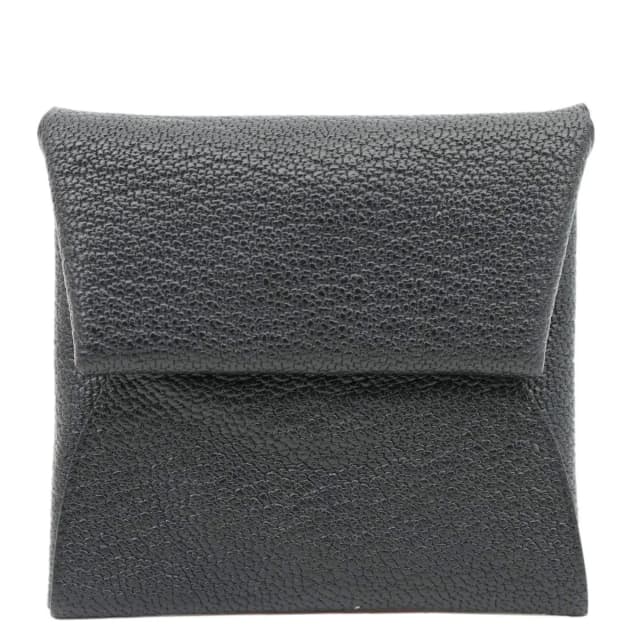 Hermès Bastia Verso Grained Goatskin Leather Coin Purse Black in Black Goatskin from Dallas Designer Handbags, photo 1 of 1