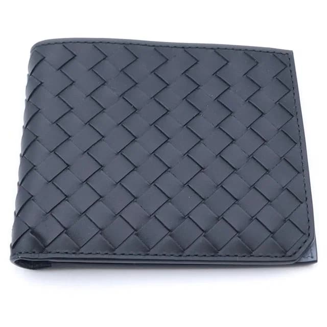 Bottega Veneta Intrecciato Leather Compact Wallet Bifold Black in Black Woven leather from The Reluxe, photo 1 of 1