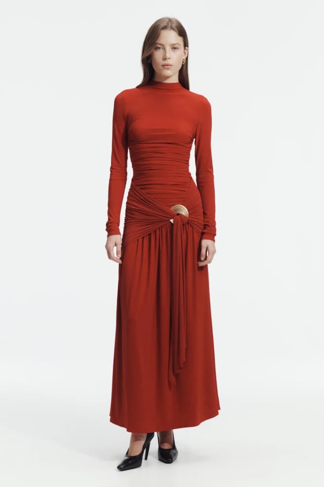 AJE Selah Jersey Maxi Dress in SCARLET RED, image 1 of 1 from Aje