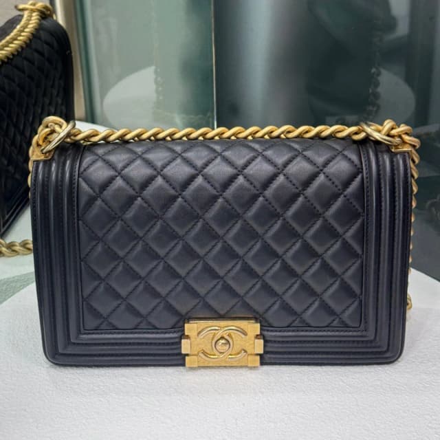 Chanel Boy Medium Lambskin Black GHW in Black Lambskin from Revivre Luxury Consignment, photo 1 of 1