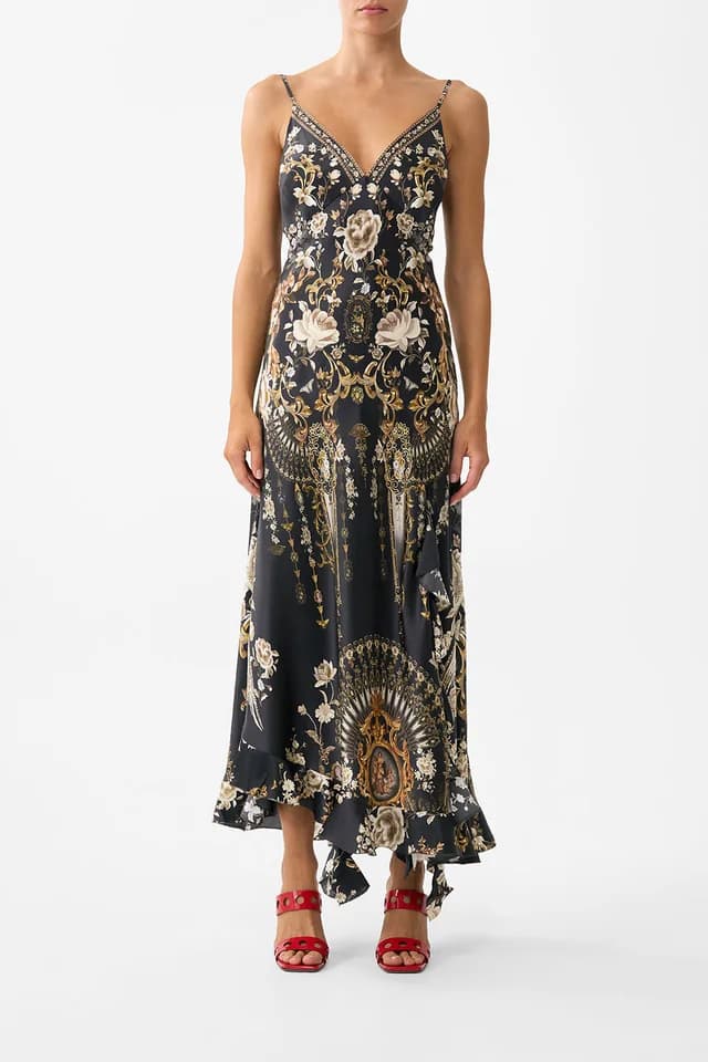 Camilla eBoutique BIAS SLIP DRESS WITH FRILL HEM FLAMENCO FOLKLORE, image 1 of 1 from CAMILLA