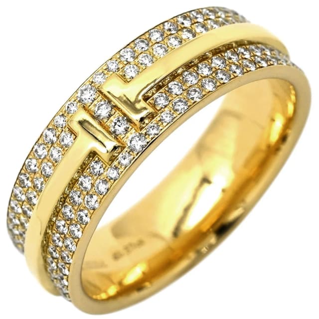 Tiffany & Co. Ring T Two Wide Pave Diamond Yellow Gold T&Co YG in Yellow from The Reluxe, photo 1 of 1