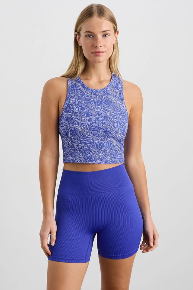 Athletica Ribbed Active Tank 135 in SKYLINE STREAM, image 1 of 1 from Aje