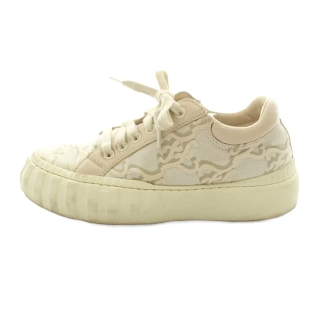 Fendi Force Sneakers Low-Cut Canvas Leather Logo All Over Print Beige in Beige Canvas from The Reluxe, photo 1 of 1