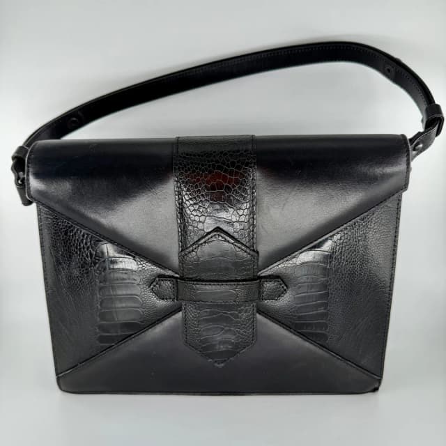 Saint Laurent Black Leather Shoulder Bag in Black Leather from SparklesnDreams, photo 1 of 1