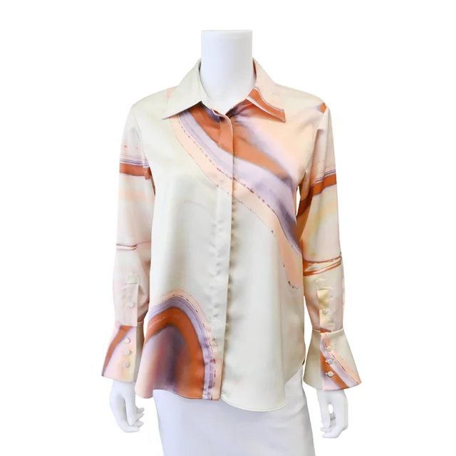 SIMKHAI Elika Marble Print Satin Blouse in Satin from Clotheshorse Anonymous, photo 1 of 1