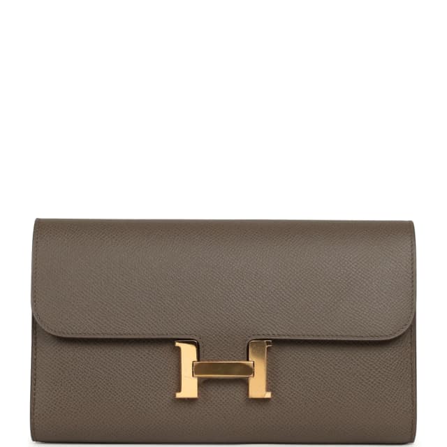 Hermès Constance Long Wallet Etain Epsom Gold Hardware in Grey Epsom from Madison Avenue Couture, photo 1 of 1