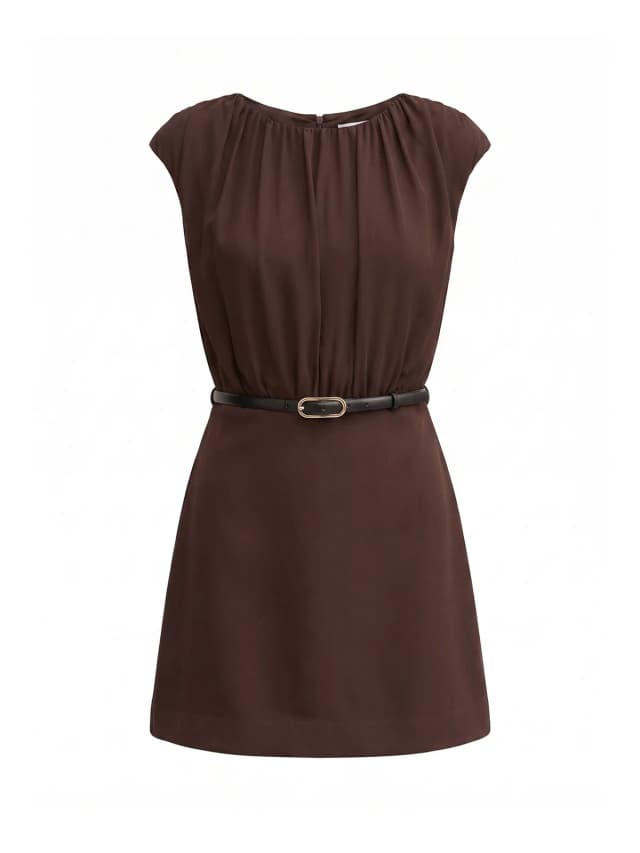 Forever New Quinn Gathered Bodice Mini Dress - Chocolate Freckle in Chocolate Freckle, image 1 of 1 from Fenwick