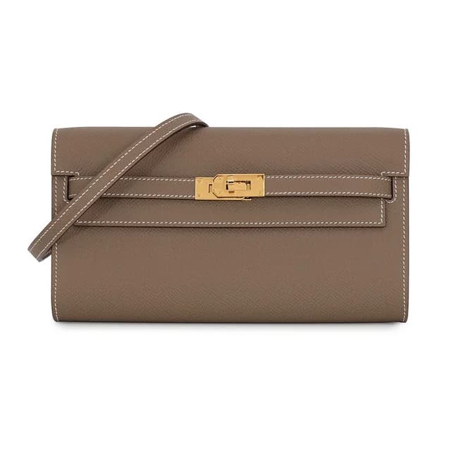 Hermès Kelly Wallet Long to Go Etoupe Gold Epsom in Taupe Epsom leather from The Reluxe, photo 1 of 1