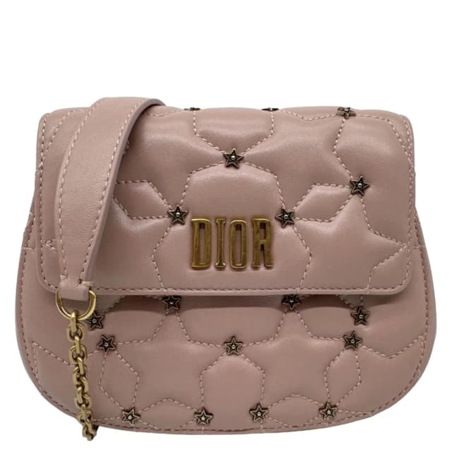 Dior Dio(r)evolution Small Studded Leather Round Chain Clutch Pink in Pink Leather from Dallas Designer Handbags, photo 1 of 1