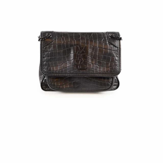Saint Laurent Baby Niki Croc Embossed Black in Black Crocodile from The Purse Affair, photo 1 of 1