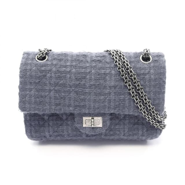 Chanel Shoulder Bag 2.55 Quilted Mademoiselle Chain Gray Fabric Double Flap in Grey from The Reluxe, photo 1 of 1