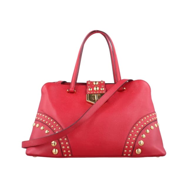 Prada Promenade Studs Red Saffiano Leather 113 10 Messenger Bag in Red Saffiano leather from The Reluxe, photo 1 of 1
