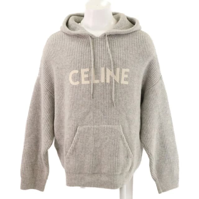 Celine Hedi Slimane Era Wool Logo Pullover Knit Hoodie in Wool from The Reluxe, photo 1 of 1