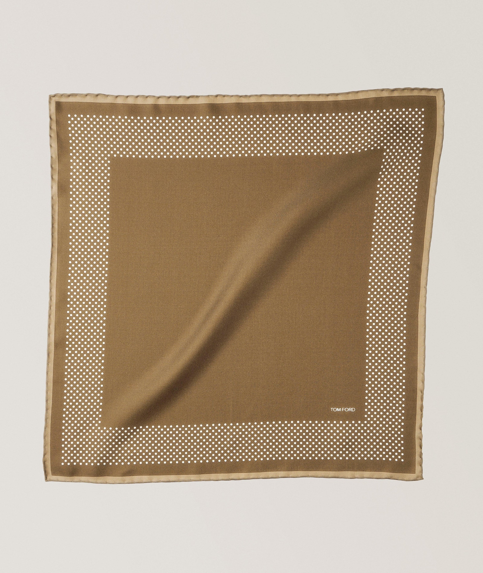 TOM FORD Polka Dot Frame Silk Pocket Square in Brown, image 1 of 1 from Harry Rosen