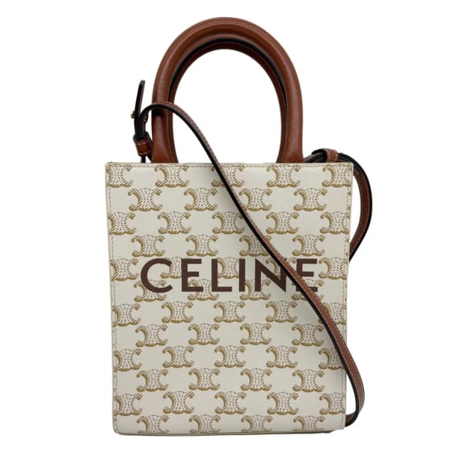 Celine Vertical Cabas Mini Triomphe Canvas Tote Bag Brown in Brown Canvas from Dallas Designer Handbags, photo 1 of 1