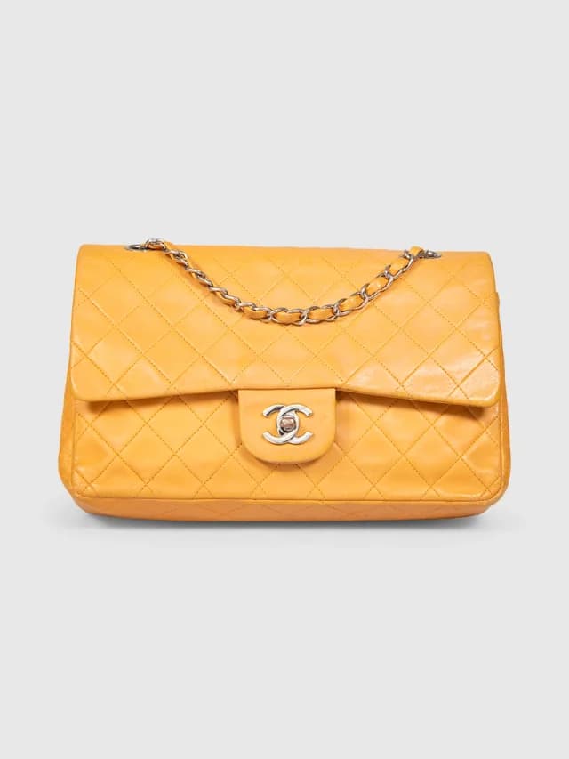 Chanel Vintage 1997-1999 Mustard Leather Double Flap in Yellow Leather from Csd, photo 1 of 1