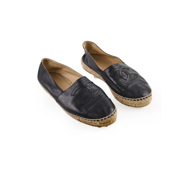 Chanel Espadrilles Black Size 38 in Black Leather from The Purse Affair, photo 1 of 1