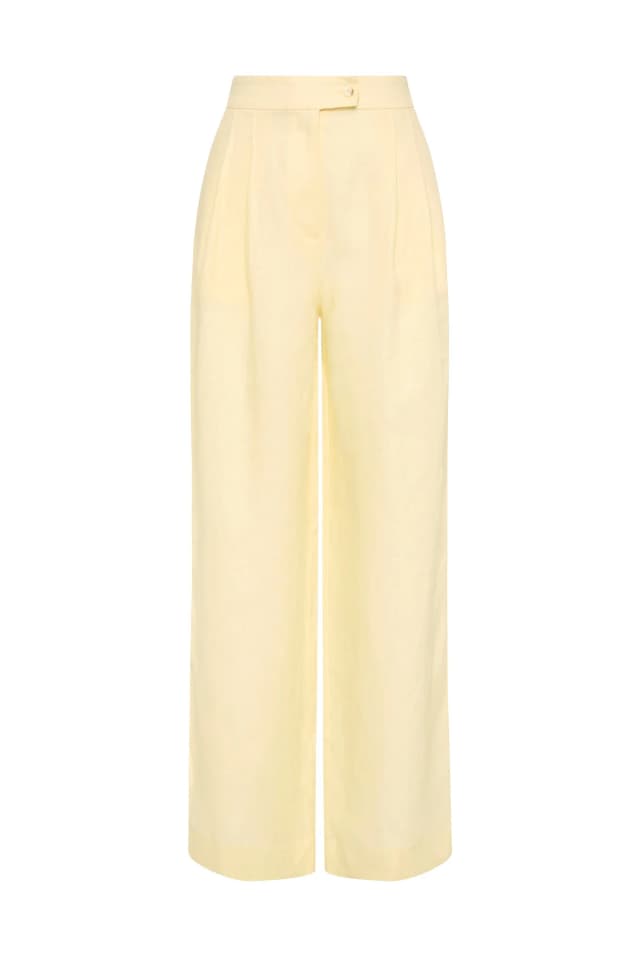 Aje Studio Relle Wide Leg Pant in BUTTER, image 1 of 1 from Aje