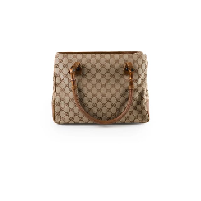 Gucci GG Supreme Tote Bag Bamboo Top Handle in Canvas from The Purse Affair, photo 1 of 1
