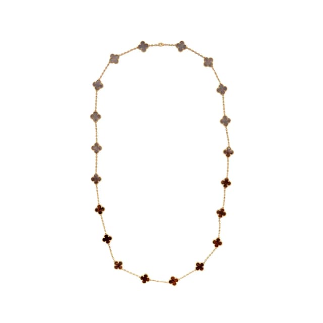 Van Cleef & Arpels vintage Alhambra long necklace 20 motif 18k rose gold / letter wood in Pink from EMIER, photo 1 of 1
