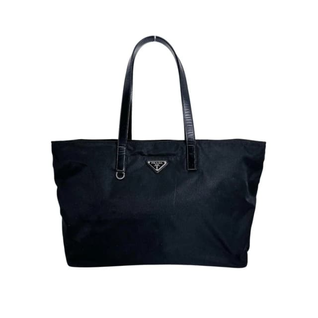 Prada Handbag Triangle Logo Tote Bag Black in Black Nylon from The Reluxe, photo 1 of 1