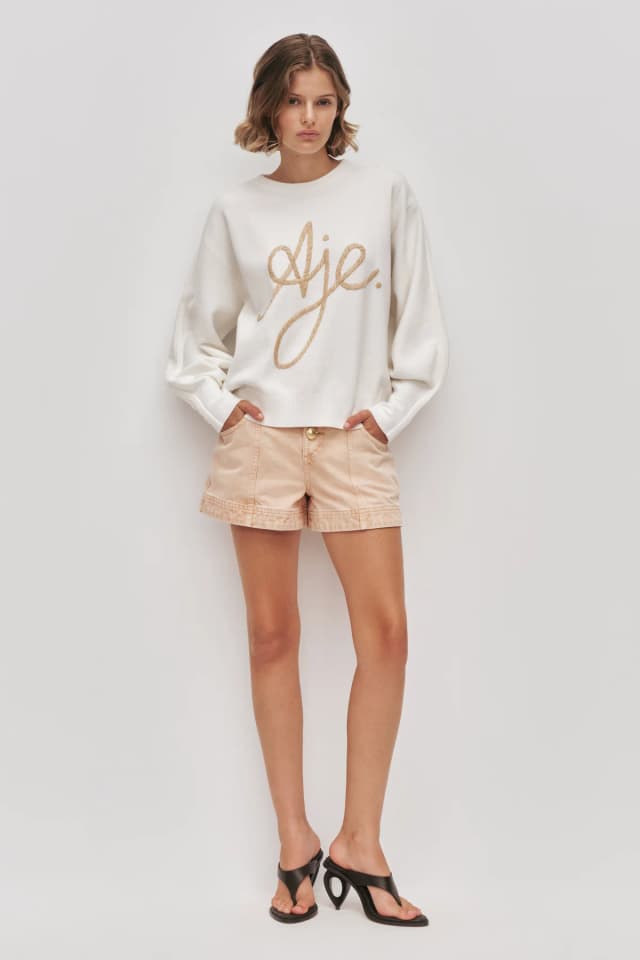 AJE Chorus Knit Jumper in IVORY, image 1 of 1 from Aje