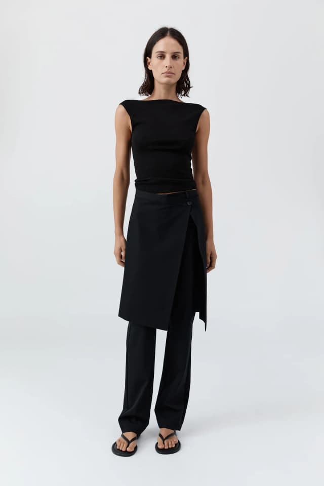 St Agni Wool Hybrid Skirt Pants - Black, image 1 of 1 from St. Agni