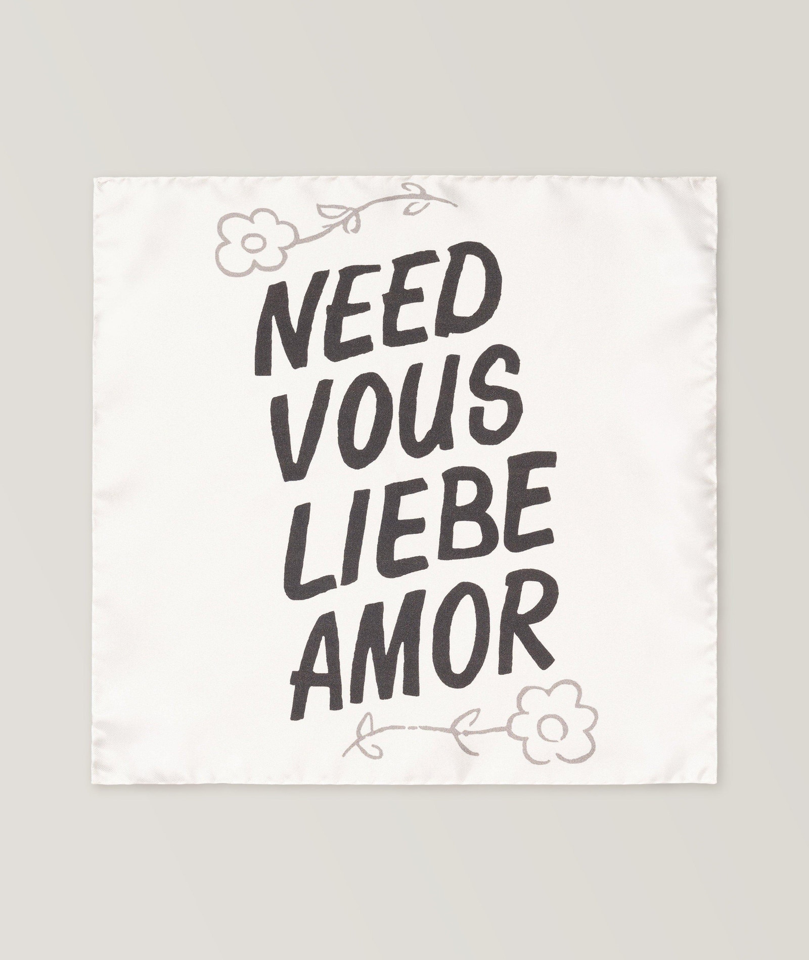 Eton The Beatles Collection "Need Vous Liebe Amor" Silk Pocket Square in White 100% silk, image 1 of 1 from Harry Rosen